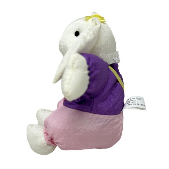 Wang's International Nylon Bunny Rabbit Plush Pink Overalls Purple Shirt 5 Inch - Picture 4 of 14